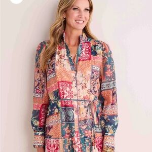 Colorful Patchwork Long Sleeve Dress